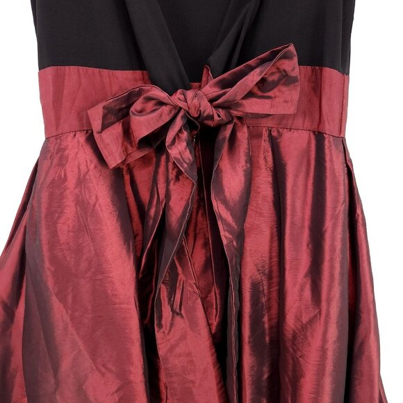 SL Fashions Party Dress Size 12 Pleated Pockets Red Black Sleeveless Open Back - Picture 6 of 13